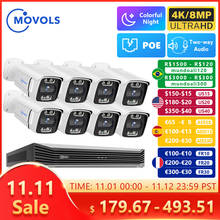 MOVOLS 4K 8MP POE Security Camera System 8CH P2P AI Video Surveillance Kit Two Way Audio Outdoor Home 8MP IP Camera CCTV Nvr Set
