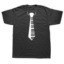 Camiseta divertida de hiphop para hombres, camisa de pianista con teclas de Piano, corbata de Piano musical, cuello redondo, algodón, Simple, manga corta 2024 - compra barato