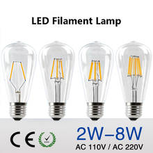 Dimmable ST64 LED Bulb 4W 8W E26/E27 Filament Light Bulb 110V/220V Vintage Edison Lamp Retro Transparent Glass Appearance 10pcs 2024 - buy cheap