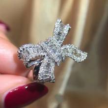 Conjunto de anel de diamante com laço 2020, prata esterlina 925, joia para noivado, aliança de casamento, acessório para festa 2024 - compre barato