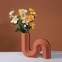 Geometria simples nórdico s-forma vasos de flores cerâmica moderno vasos florais ornamentos artesanato mesa decorações casa recipiente de flores secas 2024 - compre barato