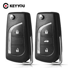 KEYYOU For Toyota Corolla EX New VIOS Car Key Case Uncut TOY48 TOY43 Blade 2 Button Flip folding Car key shell Case 2024 - buy cheap