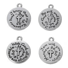 My Shape 10pcs Religious Charms Double Side Quote Be Still And Know That I Am God Psalm 46:10 Tibetan Silvery Pendant Jewelry 2024 - buy cheap