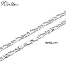 20-24" Pure Real 925 Sterling Silver Figaro Chains Necklaces Women Men Jewelry Boy Friend Gift 50cm-60cm 5.5mm Colier Wholesale 2024 - buy cheap