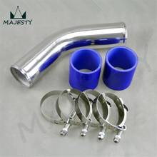 45 degree 63mm 2.5" Aluminum Turbo Intercooler Pipe Piping+silicon hose+T clamps BLUE 2024 - buy cheap