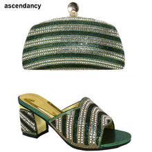 Zapatos italianos con bolsos a juego, conjunto de zapatos y bolsos africanos decorados con diamantes de imitación, zapatillas de mujer, sandalias sexys para mujer 2024 - compra barato