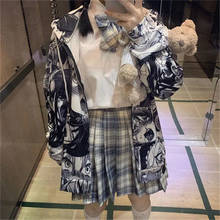 Sudadera con capucha Harajuku Kawaii para mujer, ropa informal de manga larga, holgada, con cremallera, abrigos de lana, chándal femenino, Tops de calle 2024 - compra barato