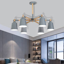 Candelabro de madera nórdico, lámpara colgante moderna de Macaron, iluminación LED para sala de estar, dormitorio, luz de techo 2024 - compra barato