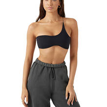 Women Summer Trendy Tank Tops Solid Color One-Shoulder Sleeveless Slim Crop Tops for Ladies Black 2024 - compre barato