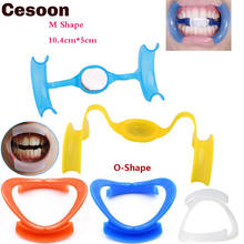 Cesoon 2 pces dental m-forma abridor de boca com espelho ortodôntico dentes bochecha lábio retractor azul/amarelo 10.4cm * 5cm 2024 - compre barato