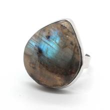 KFT Random Natural Irregular Crystal Stone Ring Labradorite Stone Resizable adjustable Finger Ring For Women Men Jewelry 2024 - buy cheap