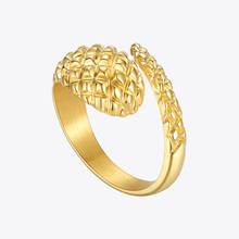Anel pirâmide enfashion curvada, anel dourado de aço inoxidável com declaração de cobra aberta para mulheres, 2020 joia de moda bague r204063 2024 - compre barato