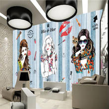 Custom Fashion Hair Salon Beauty Salon Background Wallpaper 3D Modern Makeup Shop Industrial Decor Wall Paper 3D Papel De Parede 2024 - buy cheap