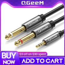 QGeeM Jack 3.5mm to 6.35mm*2 Adapter Audio Cable for Mixer Amplifier Speaker Gold Plated 6.5mm 3.5 Jack  Splitter Audio Cable 2024 - buy cheap