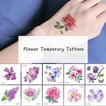 Pegatina de tatuajes temporales para mujer, tatuaje de arte corporal, pegatina 3D, mariposa, rosa, flor, pluma, tatuaje impermeable, 6x6cm, regalo 2024 - compra barato