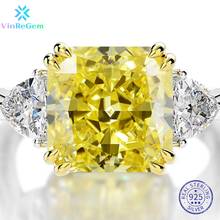 Vinregem 925 Sterling Silver 11CT Citrine Sapphire Created Moissanite Gemstone Wedding Engagement Rings Fine Jewelry Wholesale 2024 - buy cheap