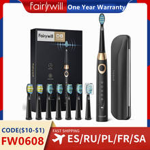 Fairywill Electric Sonic Toothbrush 5 Modes Replacement Heads Waterproof Travel Case Powerful Cleaning Soft Heads Toothbrush Set 2024 - купить недорого