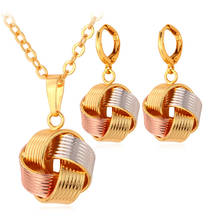 Collare Dubai-juegos de joyas para mujer, accesorios de tres tonos dorados/rosas dorados, conjunto de pendientes, collar, S154 2024 - compra barato