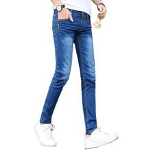 Calça jeans masculina slim, calça jeans para homens adolescentes e estudantes estiramento coreano venda por atacado 2020 2024 - compre barato