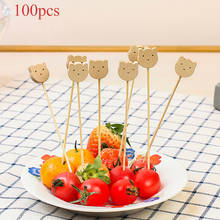 100Pcs/pack Sandwich Decor Bamboo Sticks Cute Bear Toothpicks Cocktail Sticks disposable Fruit Forks Skewers Party Buffet Decor 2024 - buy cheap