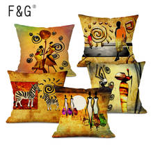 African Decoration Oil Painting Sofa Throw Pillowcase Abstract  African National Life Art Gallery Home Decor Linen Cushion Cover 2024 - buy cheap