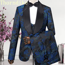 Jacquard azul real oscuro para hombre, traje perfecto de alta calidad, nuevo diseño, trajes de boda, diseño italiano, Blazer hecho a medida, 2019