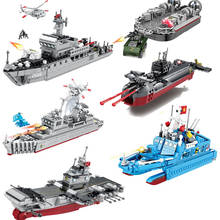 Compatible military battle ship boat model building destroyer aircrafted sets carrier toys China navy warship submarine 2024 - buy cheap