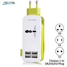 Portable Power Strip Universal Wall Socket Outlets US/UK/EU/AU Plug 4 Port USB Travel Charger Adapter with 1.2m Extension Cord 2024 - buy cheap