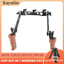 Kayulin-empuñadura de madera doble con brazo de extensión de roseta Arri, abrazadera de varilla de doble puerto de 15mm y 19mm para plataforma de hombro de cámara DLSR 2024 - compra barato