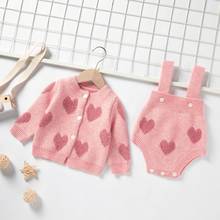 Cute Infant Clothing Sets Child Baby Clothes Suit Heart Printed Jacket Coat+Straps Romper Jumpsuit 2pcs Girl Clothes 2024 - buy cheap