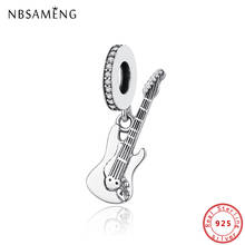 Original 100% 925 Sterling Silver Bead Charm Electric Guitar Pendant Charms Fit Pandora Bracelets Necklaces Women Diy Jewelry 2024 - buy cheap