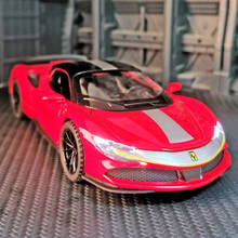 Coche deportivo de aleación SF90 Stradale 1:32, vehículo de juguete de Metal fundido a presión, modelo de coche de simulación de luz de sonido, colección de regalo para niños 2024 - compra barato