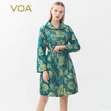 VOA Silk Jacquard Trench Coat Women Floral Printed Belt Vintage Rococo Elegant Ladies Windbreaker Long Sleeve Outerwear F307 2024 - buy cheap