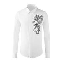 New Arrival Fashion High Quality Cotton Dragon Chinese Printing Men Long Sleeve Fashion Casual Shirts Plus Size M LXL2XL3XL 4XL 2024 - buy cheap