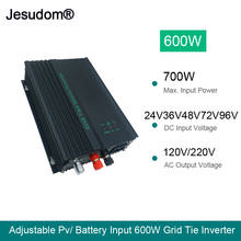 New!! Adjustable AC Output Power 600W MPPT Solar Mini Grid Tie Inverter Battery Discharge Power DC 24V 36V 48V 72V to AC110V220V 2024 - buy cheap