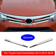 Detector de protección para coche, parte superior para Toyota Vios/Yaris/sedan 2014 2015 2016, ABS cromado, rejilla frontal hacia arriba, panel de rejilla, 2 uds. 2024 - compra barato