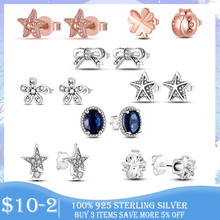 925 Sterling Silver Shining Daisy Flower Trio Stud Earrings for Women Clear CZ Cubic Zircon Fine Jewelry Girlfriend Silver Gift 2024 - buy cheap
