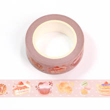 Fita washi decorativa de feliz páscoa, 1 peça, 15mm * 10m, rosa, bolo, scrapbooking, fita, artigos de papelaria, material de escritório 2024 - compre barato