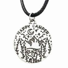 Nostalgia Happy Camper Moon Star Tree Mountain Pendant Necklace For Camping Lover Jewelry 2024 - buy cheap