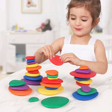 Pedras por pedras de madeira para crianças, jogo interativo com 36 peças montessori para brincadeiras de piso 2024 - compre barato