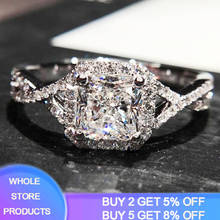 Livre enviado certificado fine jewelry todo 925 anéis de prata para as mulheres noivado anel de casamento luxo presente chique acessórios j065 2024 - compre barato