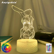 3D Illusion Led Nightlights ANIME Light Lamp Multi Color Changing Lampara BUNNY GIRL SENPAI MAI SAKURAJIMA KAWAII For Xmas Gift 2024 - buy cheap