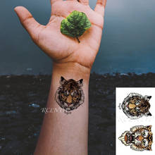 Tatuagem temporária à prova dwaterproof água adesivo tigre rei cabeça grande cor animal falso tatto flash tatoo pequeno corpo arte para crianças 2024 - compre barato