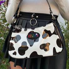 Vintage Harajuku PU Leather Bag Cow Pattern Spot Kawaii Cute Handbag Mini Underarm Axillary  Women 2024 - buy cheap