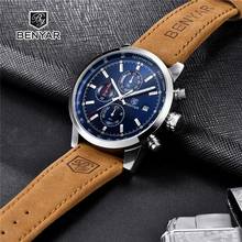 Watch Men BENYAR Quartz Fashion Chronograph Clock Luxury Brand Leather Men Watches waterproof Sport Wristwatch Relogio Masculino 2024 - buy cheap