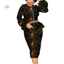 Dashiki africano para mujer, conjunto de falda de cuello redondo, ropa de Moda Africana Bazin Riche Natural, algodón de talla grande BRW WY4686, verano 2021 2024 - compra barato