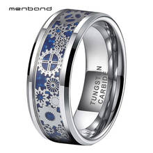 Men Women Wedding Band Tungsten Carbide Ring With Mechanical Gear Wheel And Blue Carbon Fiber Inlay 6MM 8MM Comfort Fit 2024 - buy cheap
