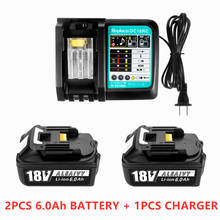 Аккумуляторная батарея для Makita, с зарядным устройством BL1860, 18 в, 6000 мА/ч, 18 в, 6ah, BL1840, BL1850, BL1830, BL1860B, LXT400 2024 - купить недорого