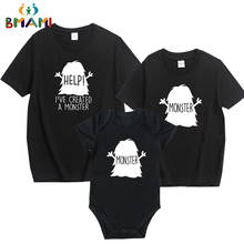 New Father Son Boys Kids T Shirts Monster Print Family Matching Outfits Letter Family Look Matching Clothes Short Sleeve Tops 2024 - buy cheap