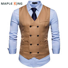 New Brand Dress Vests For Men Casual Slim Fit Mens Suit Vest Double breasted Waistcoat Gilet Homme Formal Business Jacket XXL 2024 - buy cheap